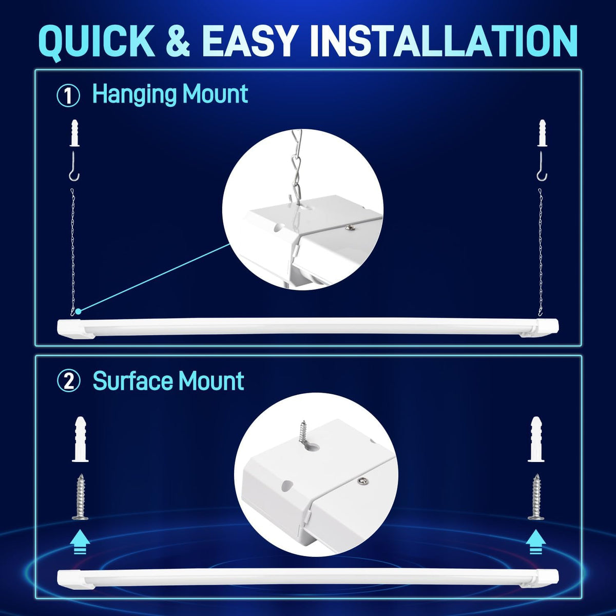 hykolity 1 Pack 4FT Linkable LED Shop Light for Garage, 6500lm, 4FT 60W Utility Light Fixture