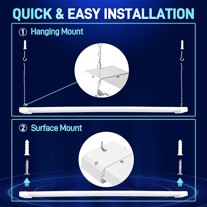 hykolity 5000K LED Shop Light Linkable, 4FT Daylight 42W LED Ceiling Lights for Garages, Workshops