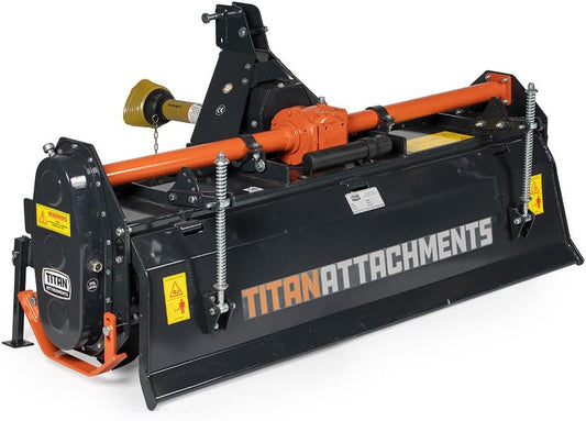 Titan Attachments 3 Point 60" Rotary Tiller Attachment Fits Cat 1 Tractors, Charcoal Finish, Single