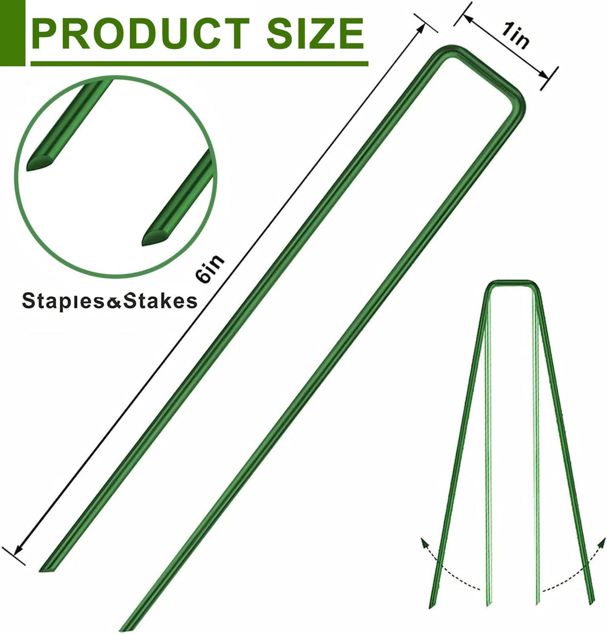 6 Inch Garden Stakes Galvanized Landscape Staples,U-Type Turf Staples for Artificial Grass, Rust