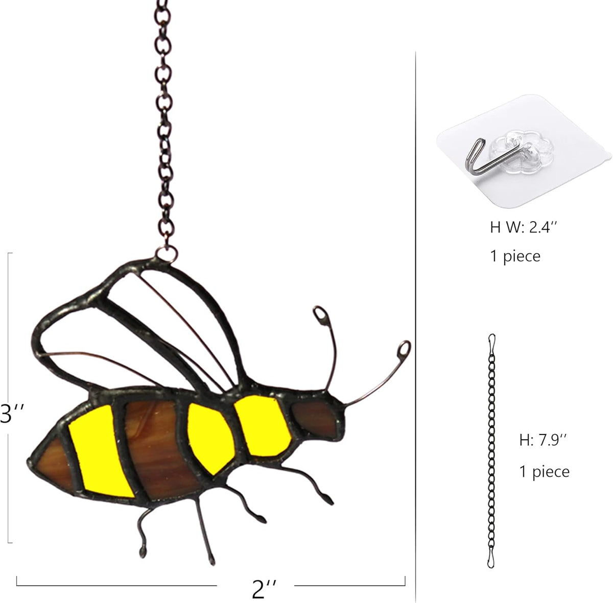 Bee Suncatcher Colored Glass Window Hanging Bee Ladies Mother Lover Grandmother Decorations and