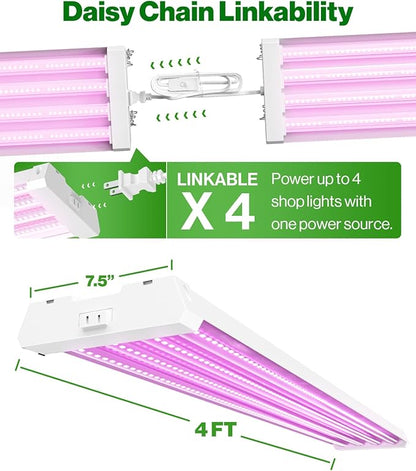 Sunco 6 Pack Grow Lights for Indoor Plants LED, 4FT Grow Light for Greenhouse, 80W, Full Spectrum