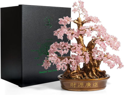 Natural Rose Quartz Tree Large,18" Chakra Crystal Tree(1,300 Gemstone Count) Healing Properties