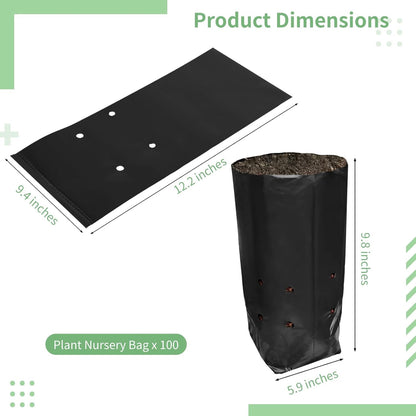 OMISTAR 100 PCS Plant Nursery Bags, Plastic Seedling Pots Container for Fruit Tree Flower Plant