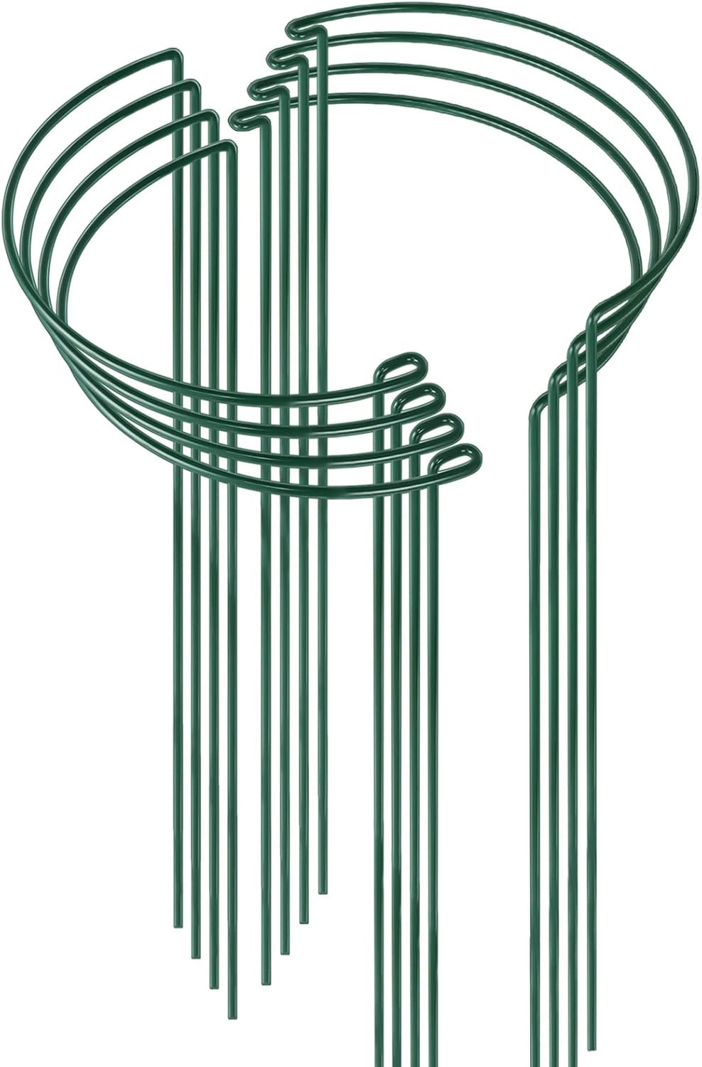HiGift 8 Pack 24 Inch Plant Support Stakes, 10" Wide x 24" High Half Round Metal Garden Plant Stake