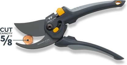 Woodland Tools Co. Heavy Duty Bypass Pruning Shears – 5/8" Cut Capacity, High Carbon Steel Blade