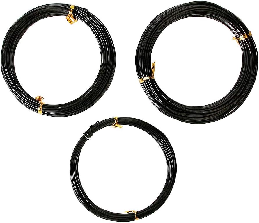 Quality Black Long Lasting Bonsai Training Wire Set of 3 Sizes - 1.0mm, 1.5mm, 2.0mm (32 Feet Each