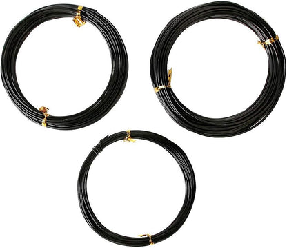 Quality Black Long Lasting Bonsai Training Wire Set of 3 Sizes - 1.0mm, 1.5mm, 2.0mm (32 Feet Each