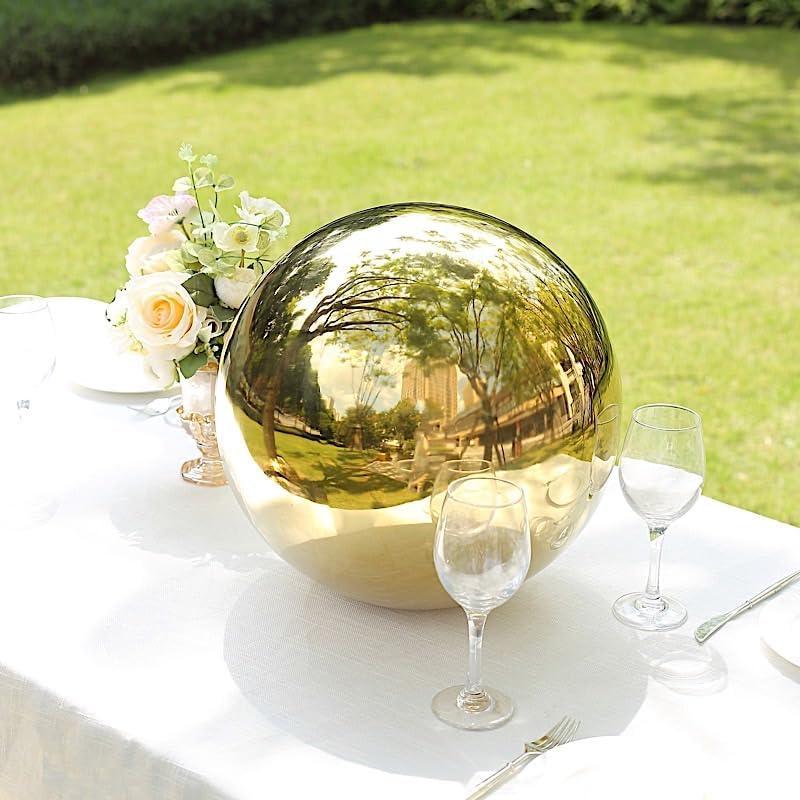 Balsa Circle 16 in Gold Stainless Steel Globe Gazing Reflective Mirror Balls Outdoor Garden Decor