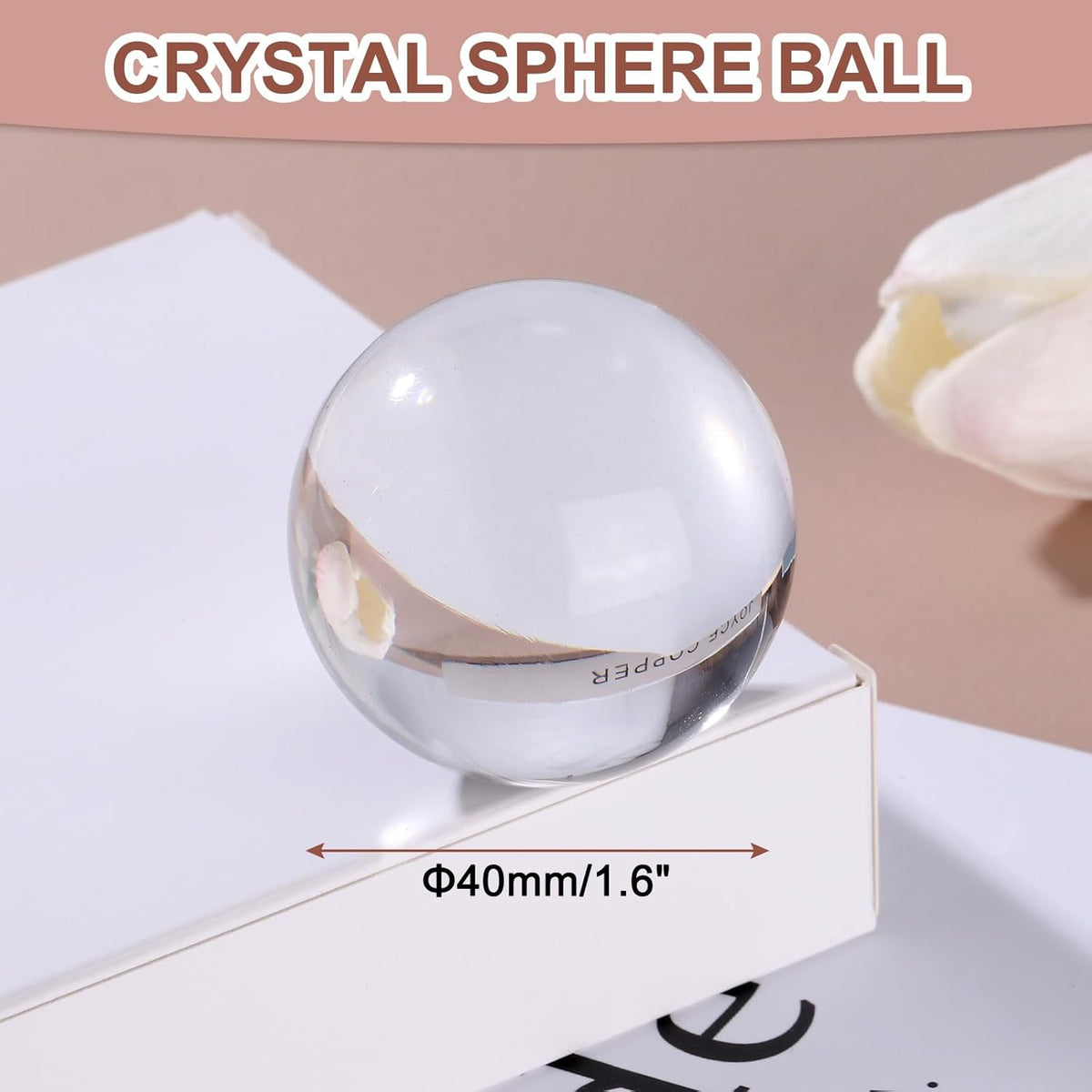 uxcell 40mm/1.6" Crystal Sphere Ball Glass Solid Decorative Sphere Crystal Ball Prop Ornament for