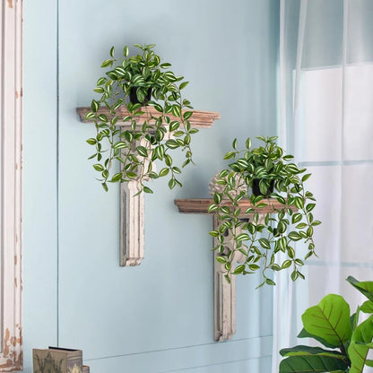 2 Pack Fake Hanging Plants for Shelf in Back Pot, Small Artificial Hanging Ivy Vine Plants Indoor