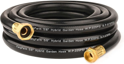 Hybrid Garden Hose 25FT - 5/8" Durable Sturdy and Functional Heavy Duty Rubber Hose with Brass