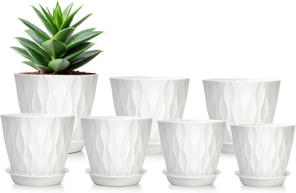 GARDIFE 7/6.5/6/5.5/5/4.5/4 inch Plant Pots, 7 Pack Flower Pots Indoor Outdoor, Planters with