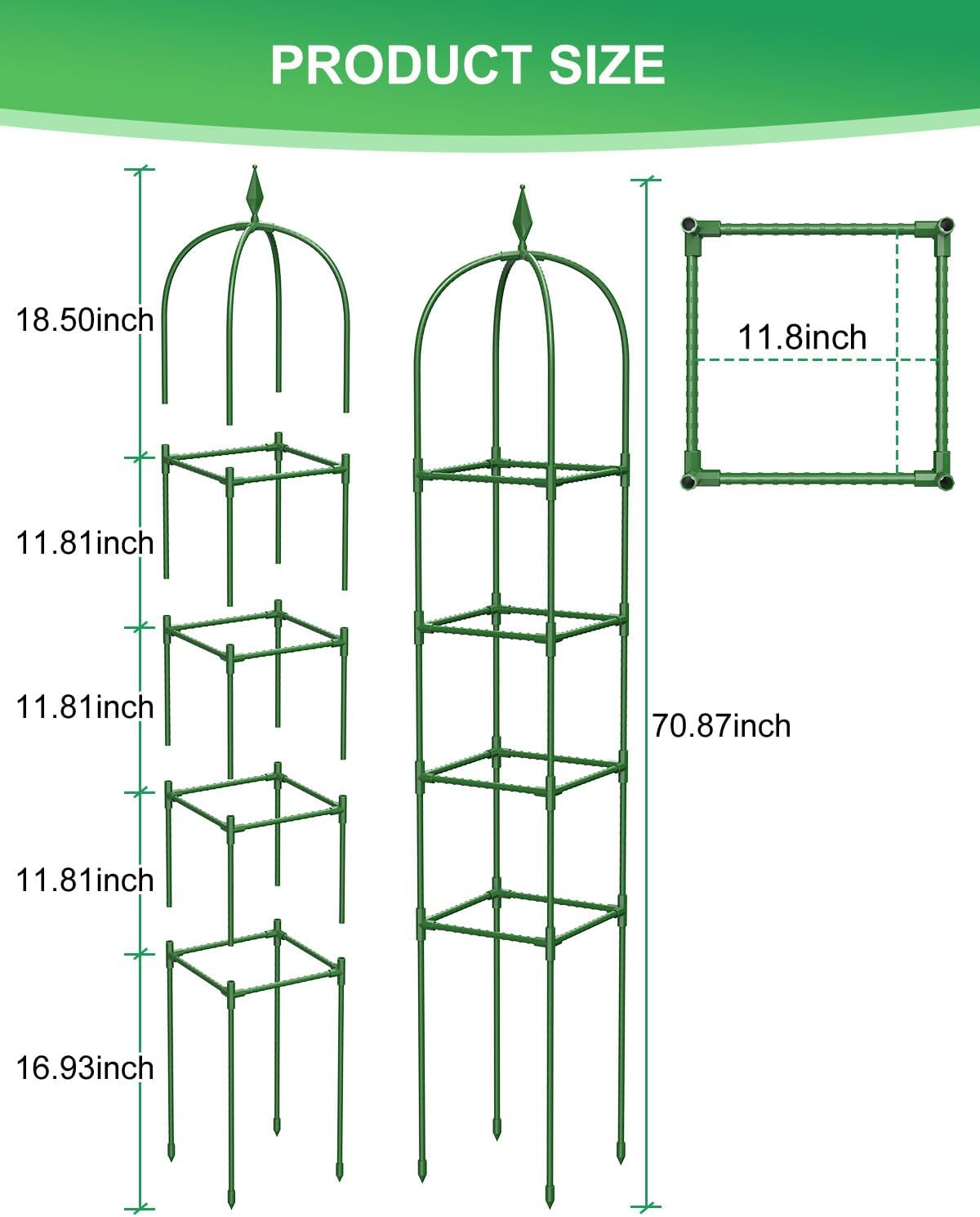 Garden Trellis for Climbing Plants Outdoor & Indoor - 2 Pack 6Ft Tall Rustproof Plant Support Cage
