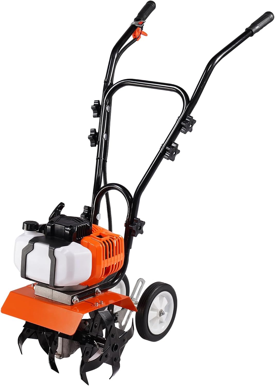 VEVOR Tiller Cultivator Gas Powered, 43CC 2-Stroke Garden Cultivator, Tiller with 4 Steel