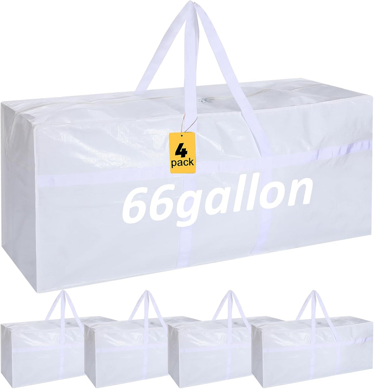 4 Pcs 66 Gallon Large Moving Bags with Zipper and Handles Foldable Storage Duffle Bags Heavy Duty