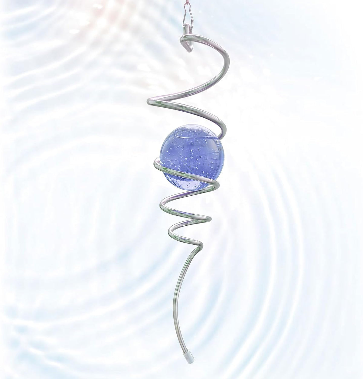Gazing Ball Spiral Tail, Wind Spinner Stabilizer with Purple Glass Orb | 13-Inch Sun Catcher