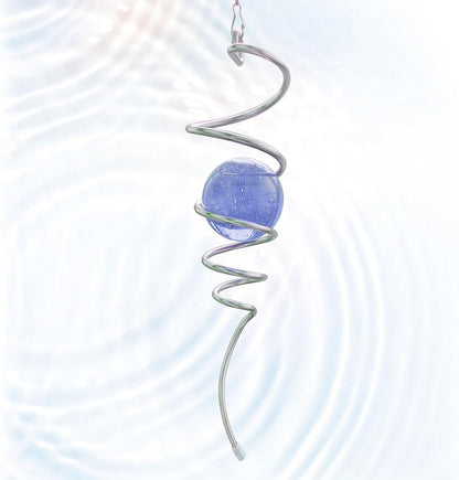 Gazing Ball Spiral Tail, Wind Spinner Stabilizer with Purple Glass Orb | 13-Inch Sun Catcher