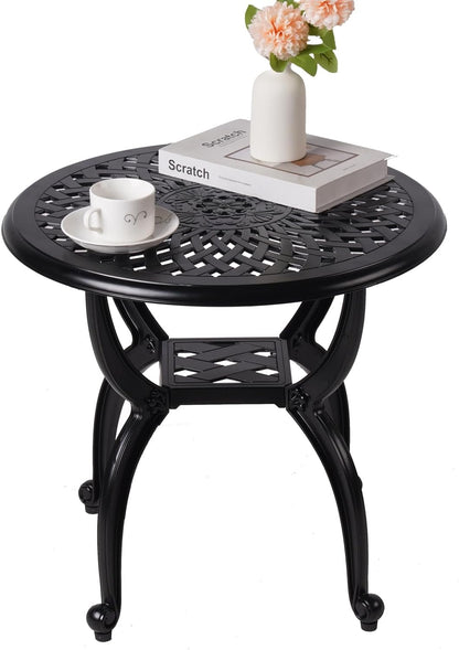 Cast Aluminum Outdoor Side Table,Small Patio Table,Outdoor Coffee Tables for Patio,Garden,Balcony