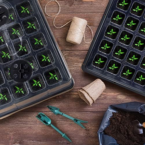2 Pack Seed Starter Kit with Grow Lights and Heating Mat, 2 Set 40 Cell Indoor Seedling Starter Kit
