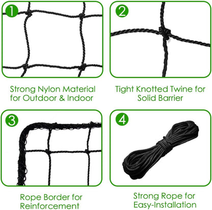 Baseball Softball Backstop Nets, Heavy Duty Sports Netting Barrier #18 Baseball Netting