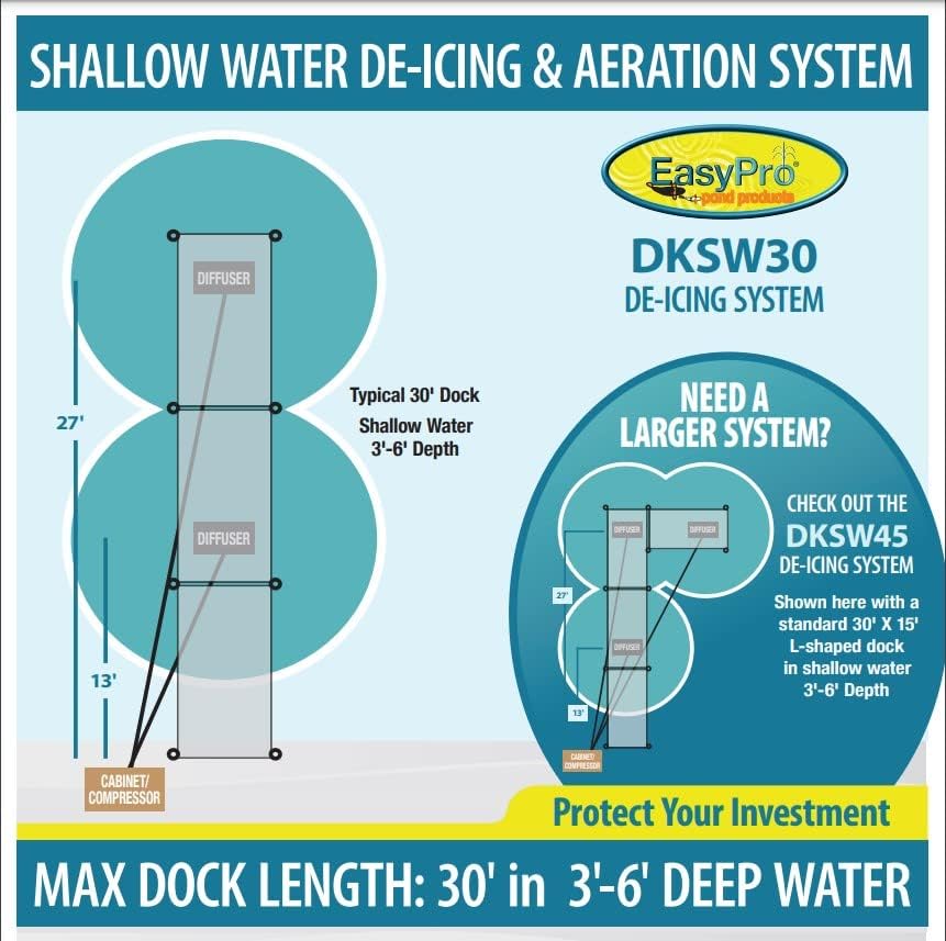 EasyPro DKSW30 Diffused Air De-Icing System for Shallow Water - up to 30' Dock