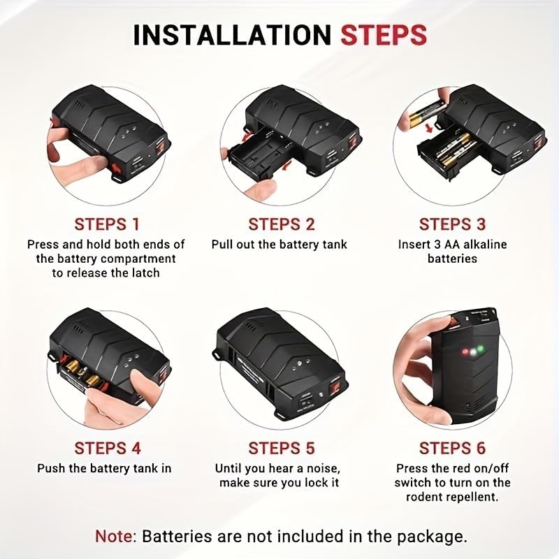 Ultrasonic Rodent Repellent for Car Engine, 2 Pack Mouse Repellent – Battery Powered Under Hood