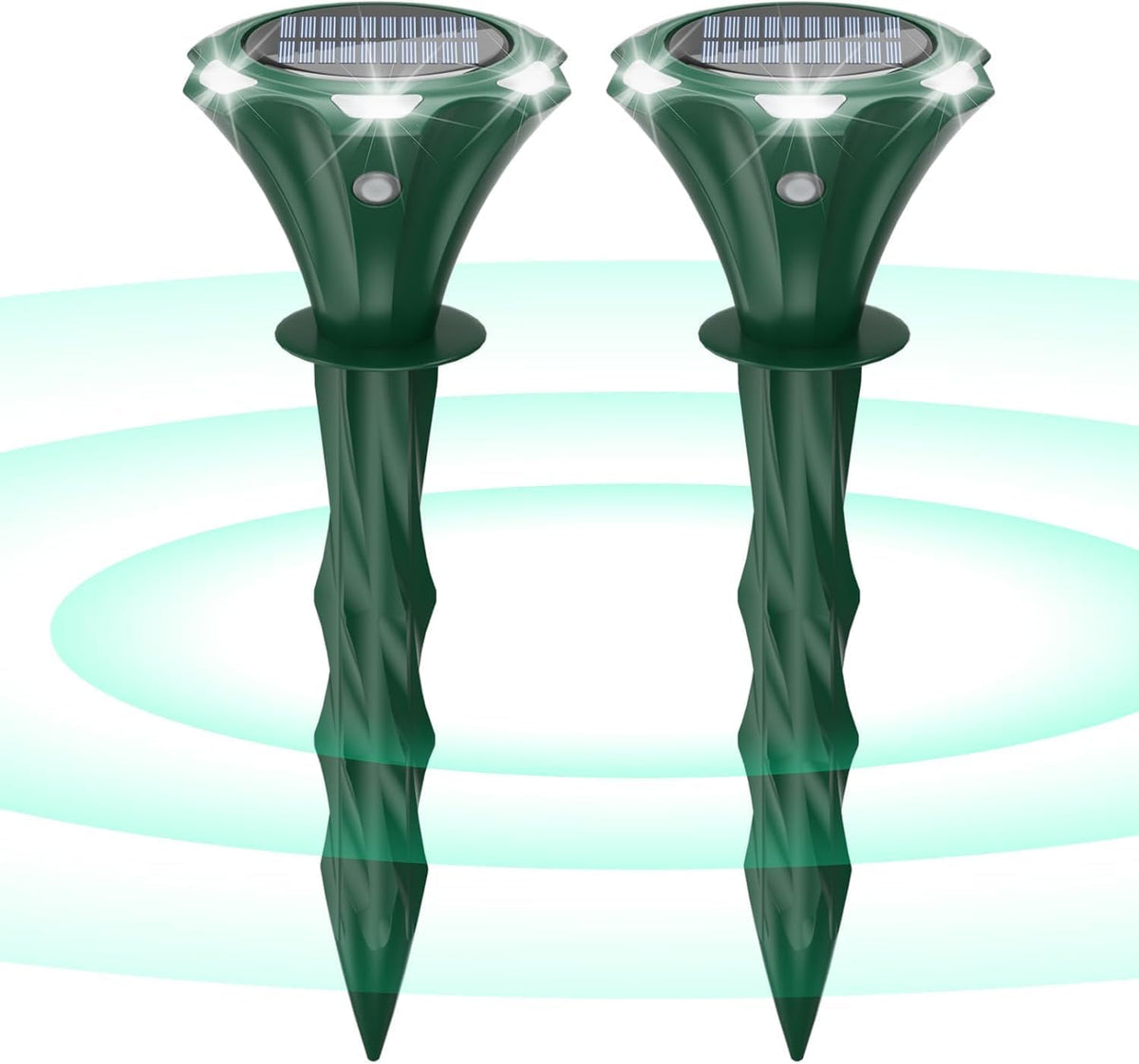 Mole Repellent Solar Powered, 2 Pack Snake Repellent for Yard Waterproof Motion Detection LED Flash