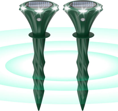 Mole Repellent Solar Powered, 2 Pack Snake Repellent for Yard Waterproof Motion Detection LED Flash