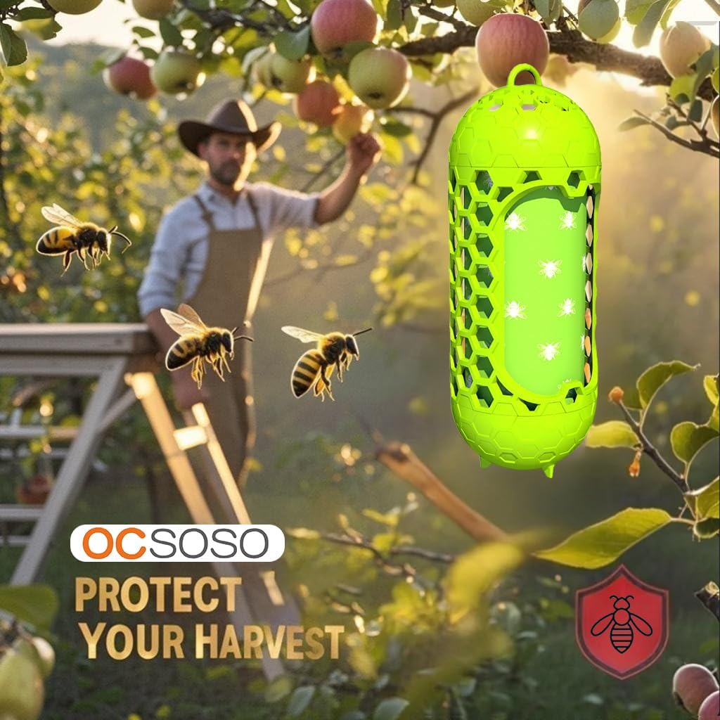 Wasp Traps for Outdoor Hanging, Hornet Carpenter Bee Fly Sticky, Outdoor Wood Bee Traps Reusable