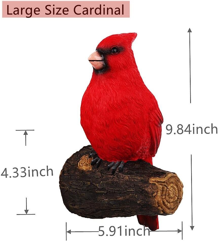 Tree Hugger Cardinal, Large Red Bird Garden Statue, Resin Figurine Hanging Tree Face Sculpture Yard