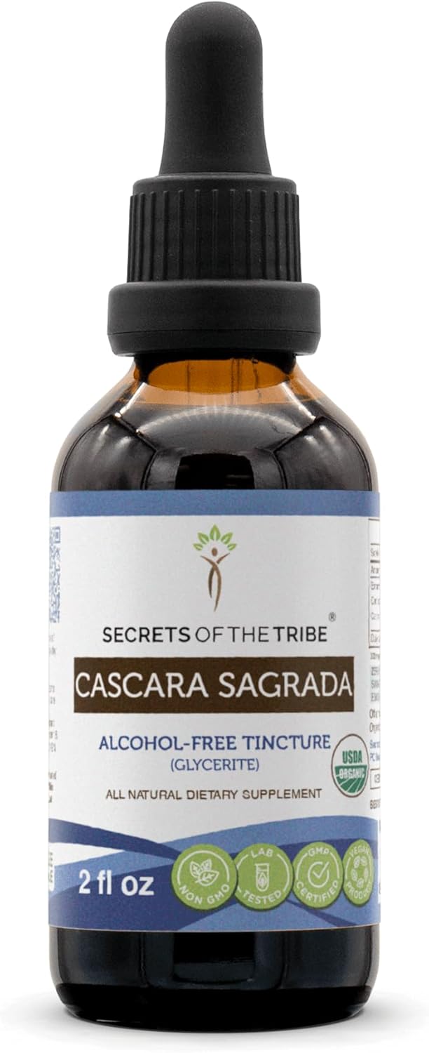Secrets of the Tribe Cascara Sagrada USDA Organic | Alcohol-Free Extract, High-Potency Herbal Drops