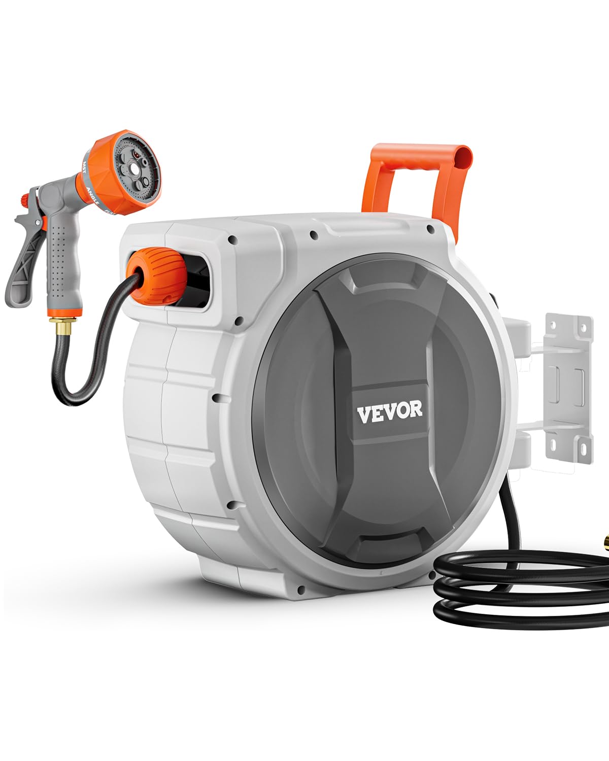 VEVOR Retractable Garden Hose Reel, 5/8 Inch x 100 ft Wall Mounted Hose Reel, Heavy Duty Garden
