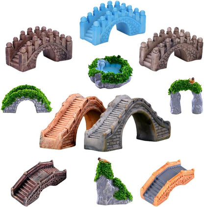 Fairy Garden Bridge 11 Pack Mini Bridge for Fairy Garden Accessories Outdoor Small Bridges
