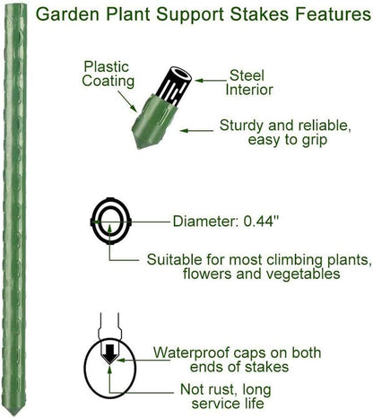 2Feet 24inch Garden Stakes Sturdy Plant Sticks Support Tomato Stakes for Vegetable,Pack of 20