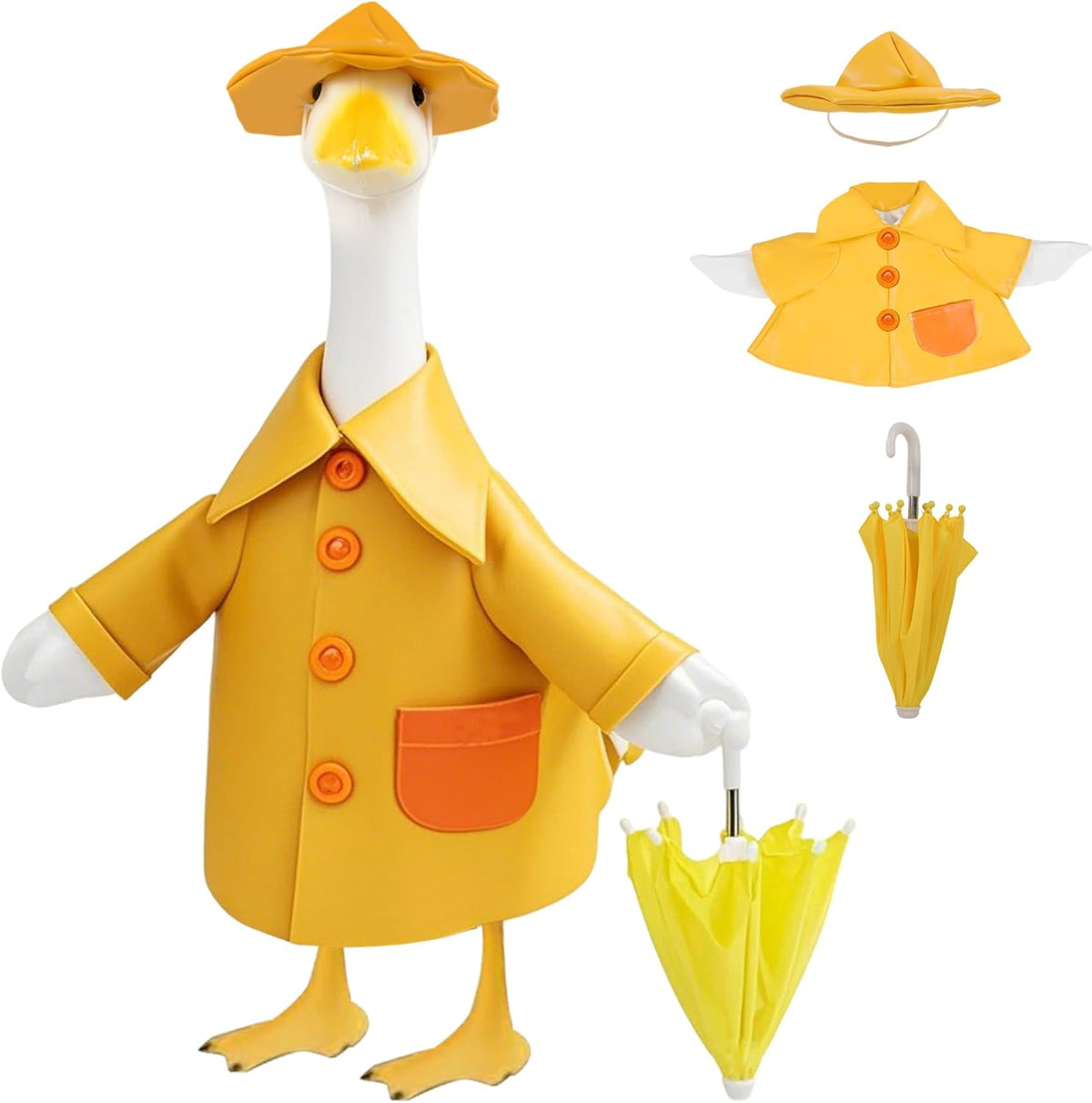 Raincoat Porch Goose Outfit for Large 23" High Cement or Plastic Goose Statue, Spring Yard Goose