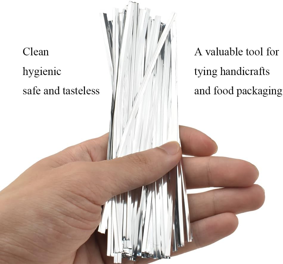 HAHIYO 300Pcs 6inches Silver Metal Twist Ties Bread Candy Coffee Bag Ties Plant Garden Twist Ties
