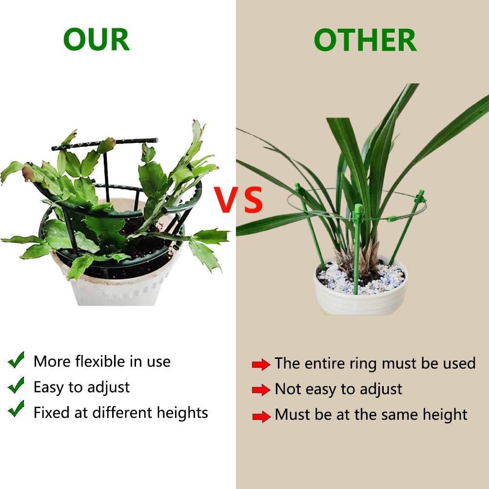 Belit 8 Pack Small Plant Support Plant Stakes, Garden Flowers Green Plant Support Ring, Planter