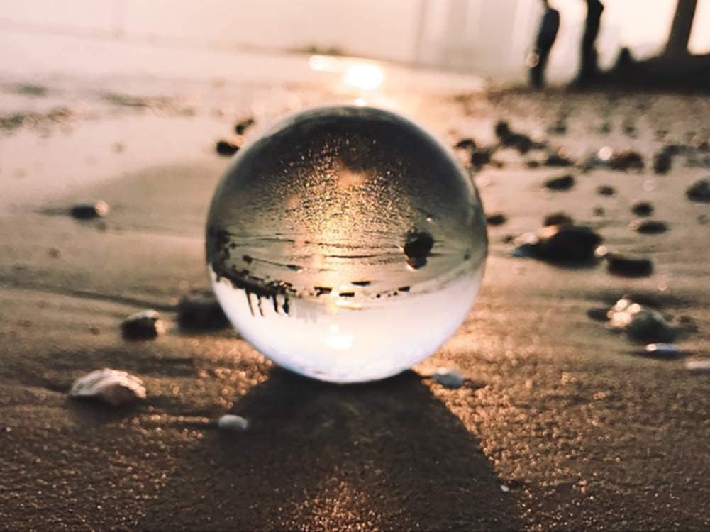 Crystal Ball Glass Globe Decor - Crystal Sphere with Stand & Gift Box, Clear Decorative Crystal