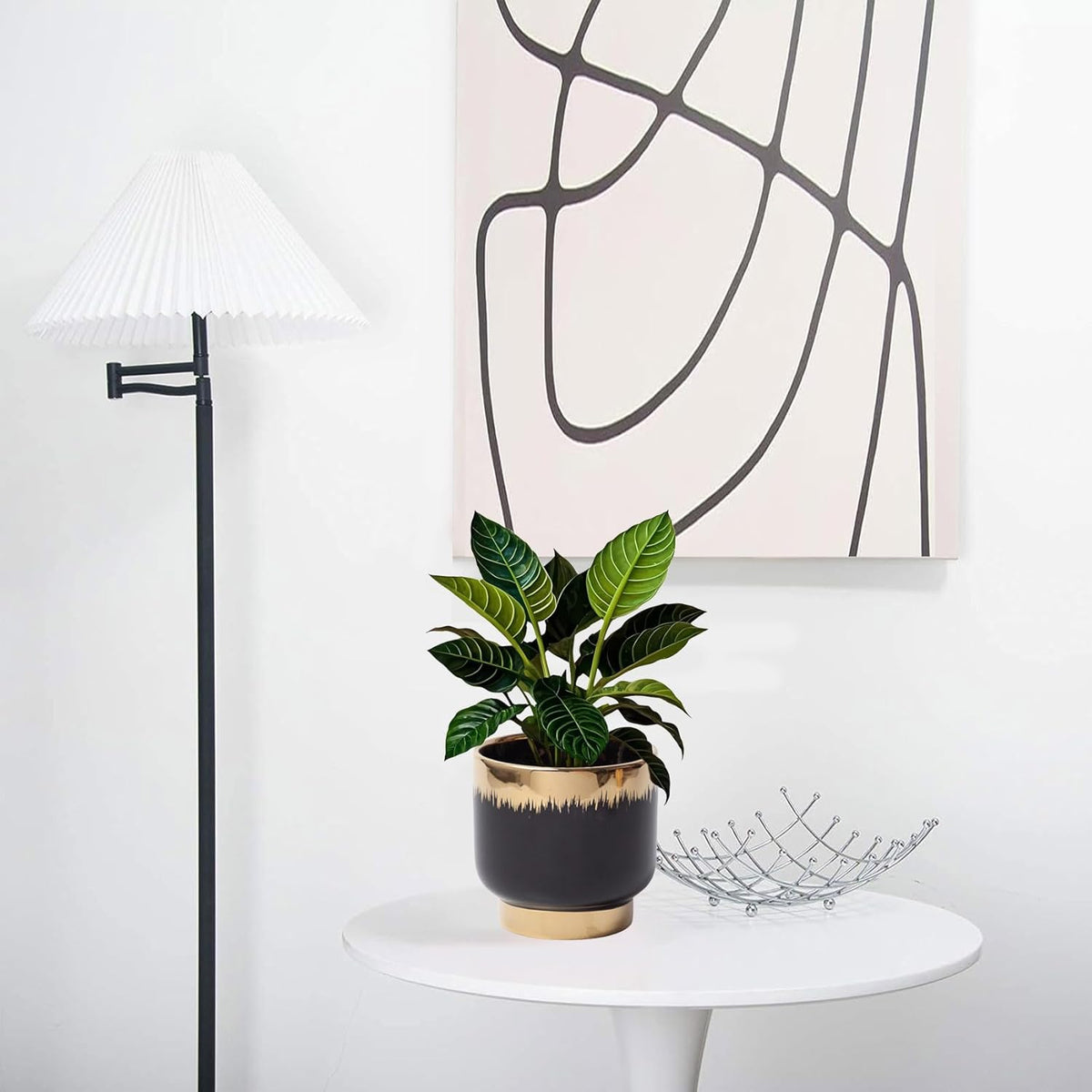 LB Black Gold Ceramic Planters for Indoor Plants, Succulent Plant Pots Ceramic Plant Pot, Modern