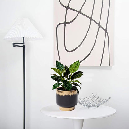 LB Black Gold Ceramic Planters for Indoor Plants, Succulent Plant Pots Ceramic Plant Pot, Modern