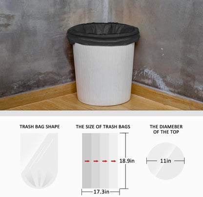 Teivio 3 Gallon 300 Counts Strong Trash Bags Garbage Bags, Bathroom Trash Can Bin Liners, Small