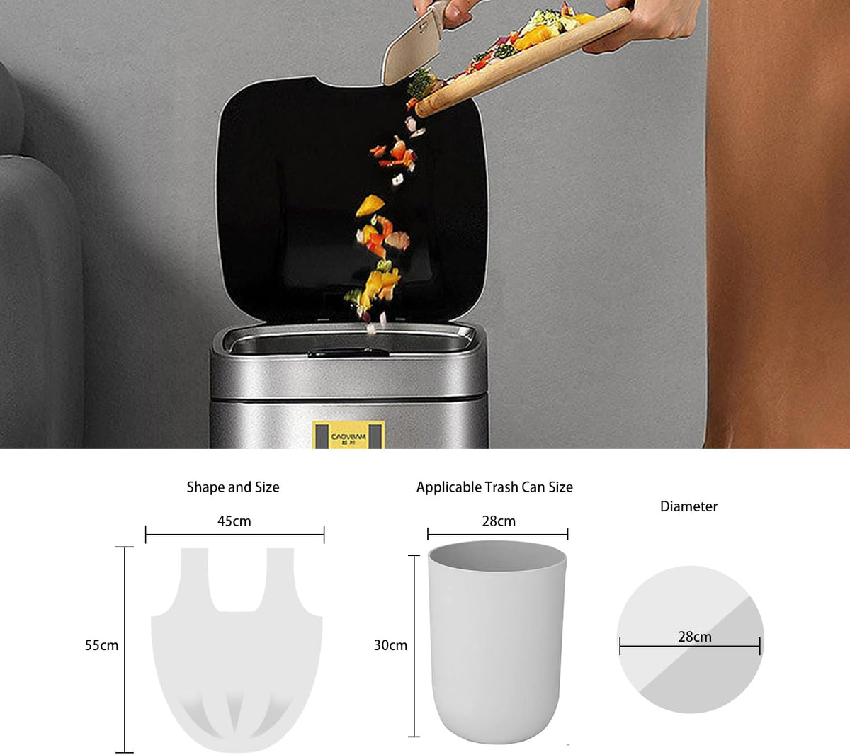 4 Gallon Trash Bag with Handles, Pack of 80, Unscented Garbage Bags, Size 45 * 55cm, 4.15g/pcs
