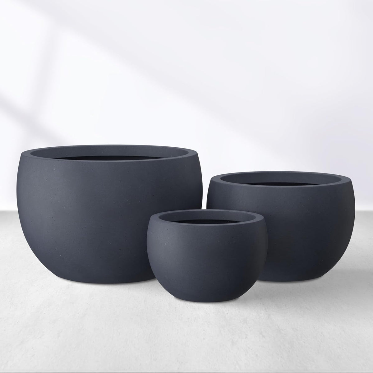 Kante 19.9",15.7",11.8" Dia Round Concrete Planter Set of 3, Outdoor/Indoor Large Bowl Plant Pots