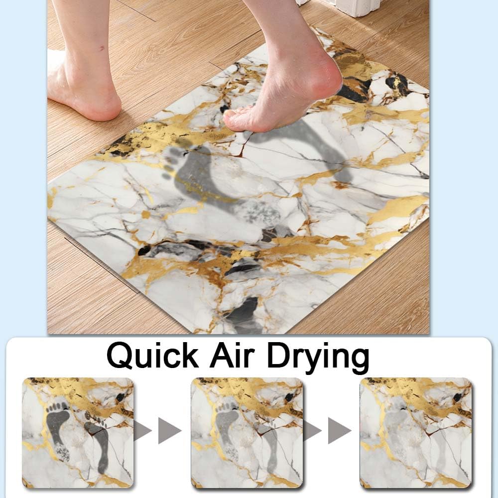 Bath Mat-Bathroom Rug，Abstract Marble Gold-Absorbent Non Slip Quick Dry Stain Resistant Easy to