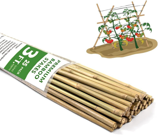 Bamboo Stakes,3FT Natural Bamboo Garden Stakes,BOVITRO 25Pcs Plant Stakes,Bamboo Sticks for