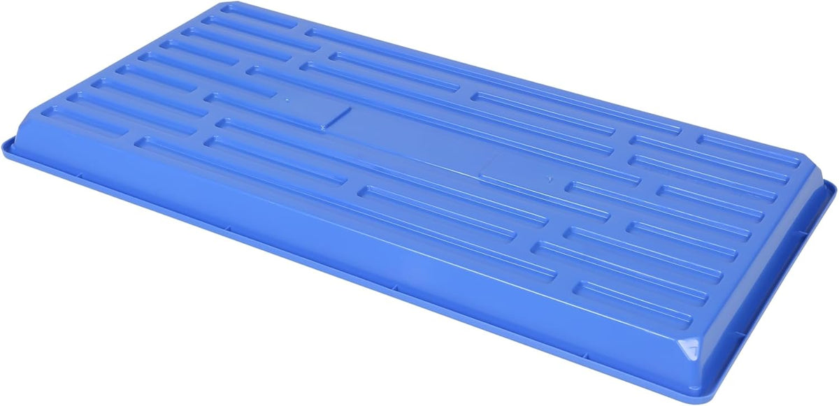 SUNPACK 10" x 20" Heavy Duty Shallow Plastic Seed Starting Tray, Blue, 1" - No Drainage Holes