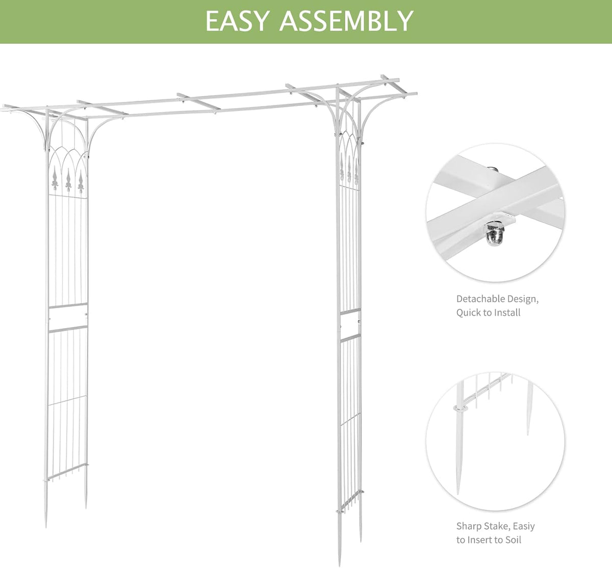 VINGLI Garden Arbor, Arch Archway for Wedding Ceremony Party, Steel Garden Trellis for Plant
