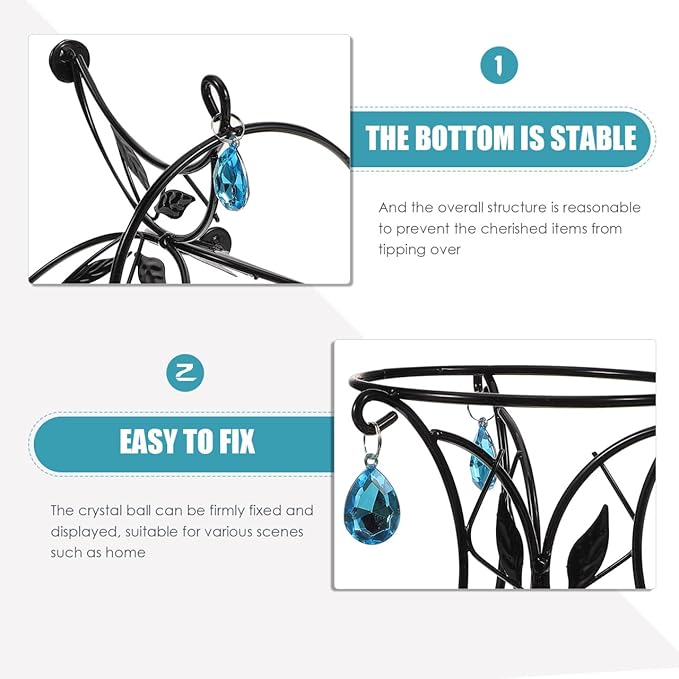 SUPVOX European Style Metal Gazing Ball Stand, Creative Garden Reflective Ball Holder, Iron Base