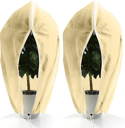 LangRay Plant Covers Freeze Protection, Winter Frost Cloths 2.8oz/yd² with Zipper and Drawstring